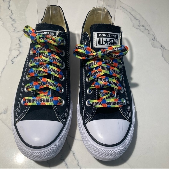 CONVERSE All Star Sz  8.5 Bilingual Awesome Team Laces Sneakers NWOT - Picture 2 of 12